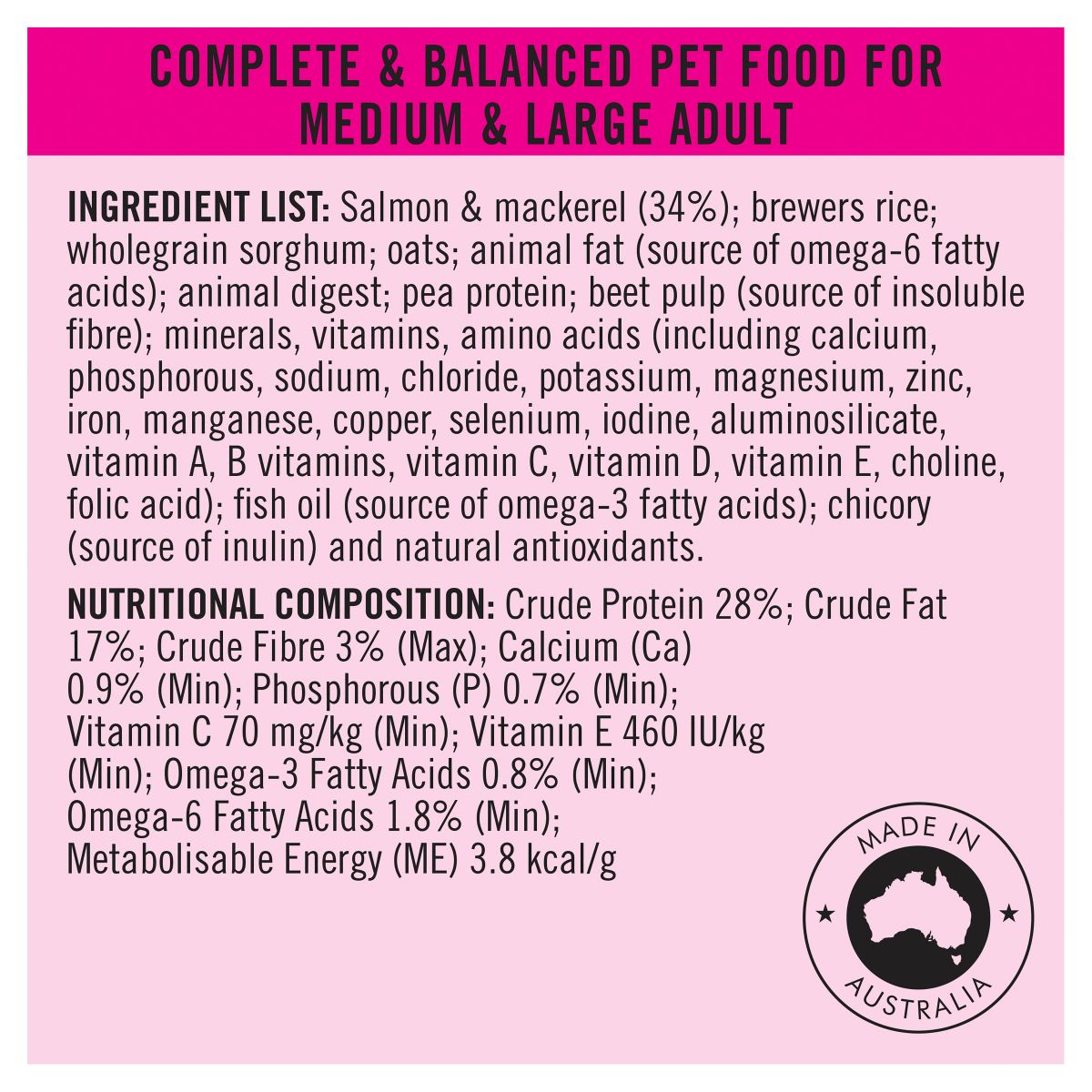 Pro Plan Medium/Large Breed Adult Sensitive Skin & Stomach Formula - PetPost Australia
