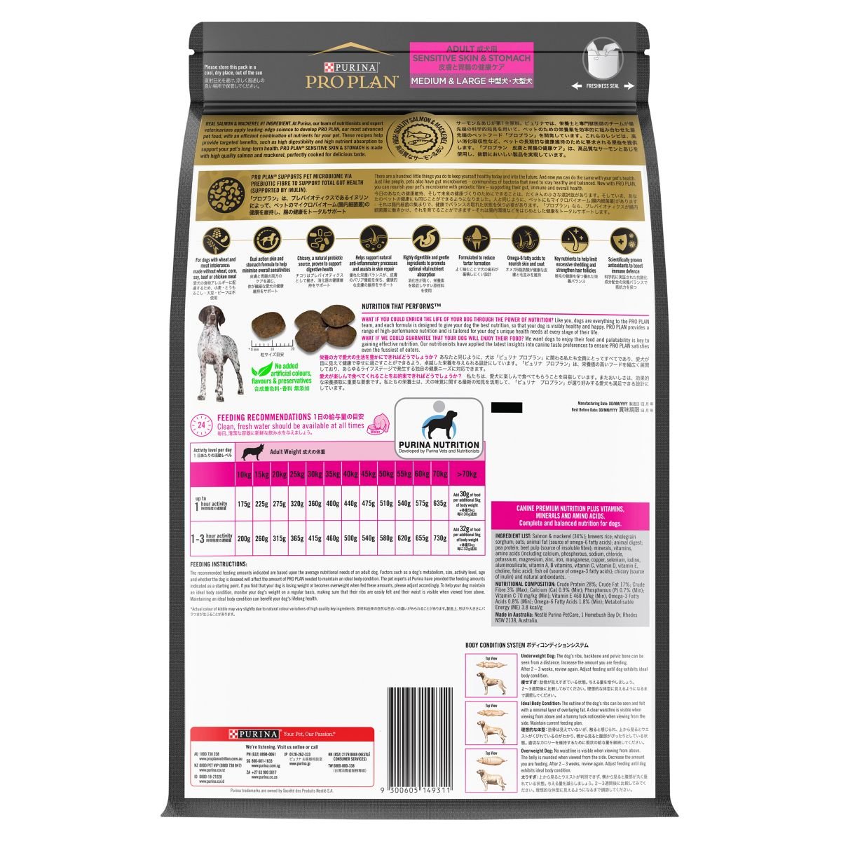 Pro Plan Medium/Large Breed Adult Sensitive Skin & Stomach Formula - PetPost Australia