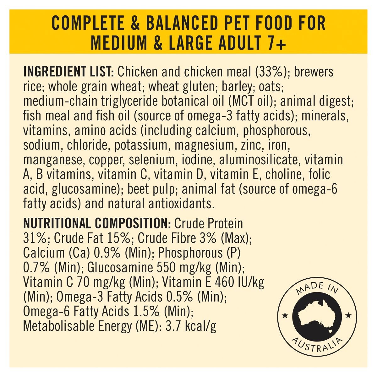 Pro Plan Medium/Large Breed Bright Mind Adult 7+ Chicken Formula - PetPost Australia