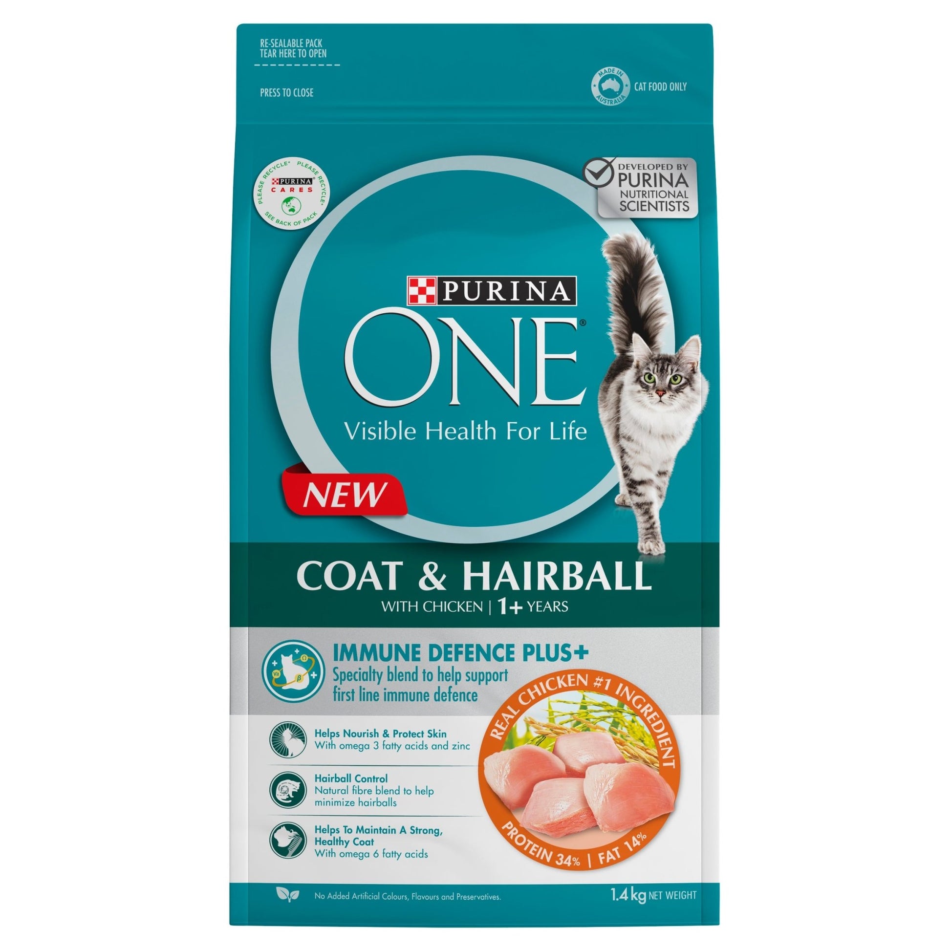 Purina One Adult Hairball Chicken Dry Cat Food 1.4Kg - PetPost Australia