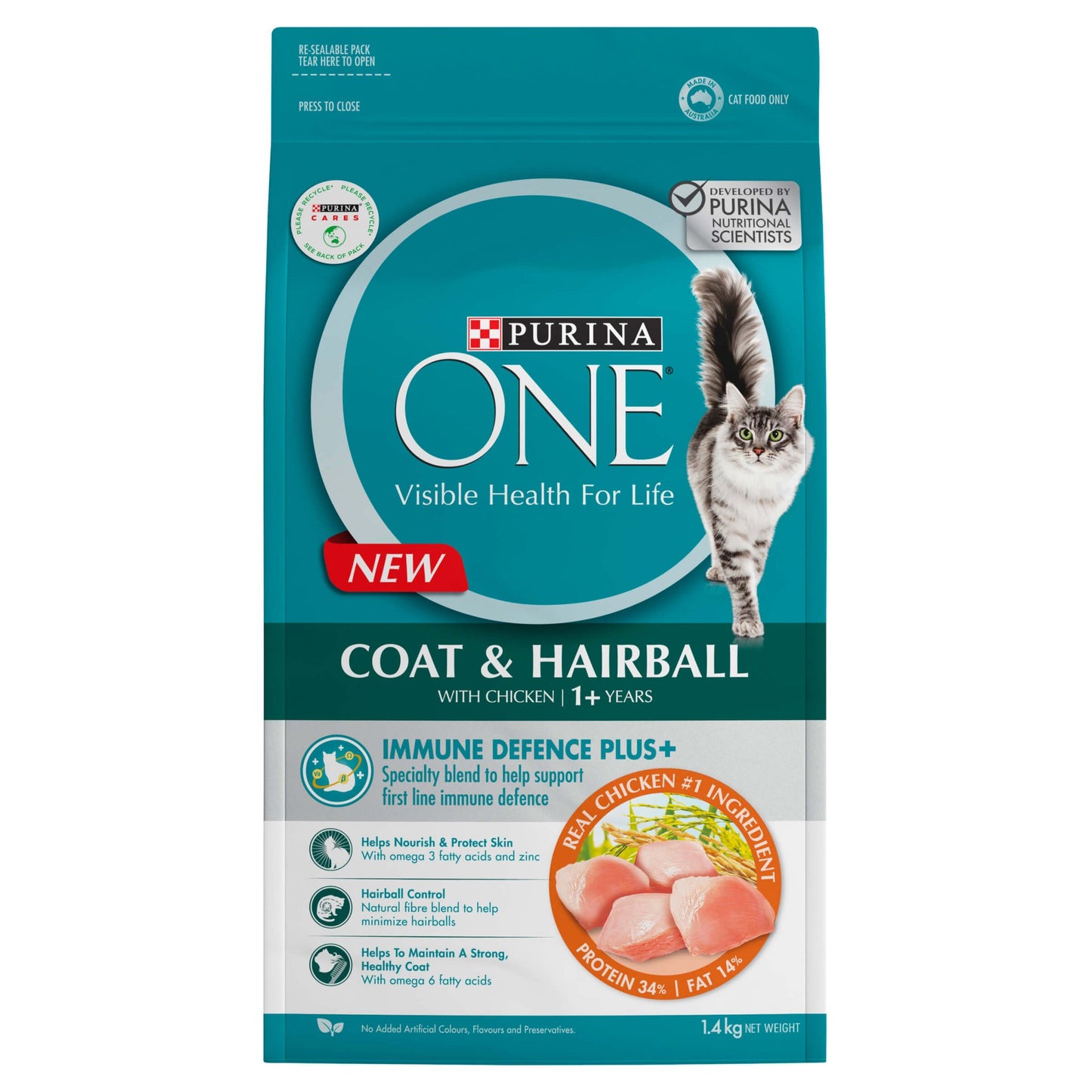Purina One Adult Hairball Chicken Dry Cat Food 1.4Kg - PetPost Australia