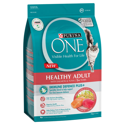 Purina One Adult Salmon and Tuna Dry Cat Food 3Kg - PetPost Australia