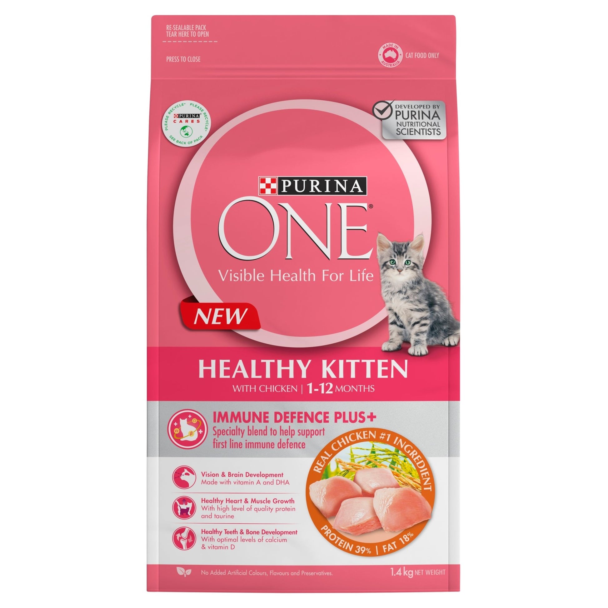 Purina One Kitten Chicken Dry Cat Food 1.4Kg - PetPost Australia