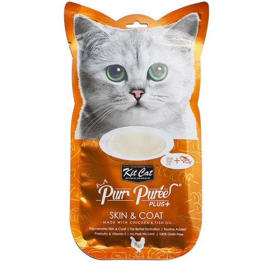 Purr Puree Plus+ Chicken & Fish Oil Skin Care Cat Treats 60g - PetPost Australia