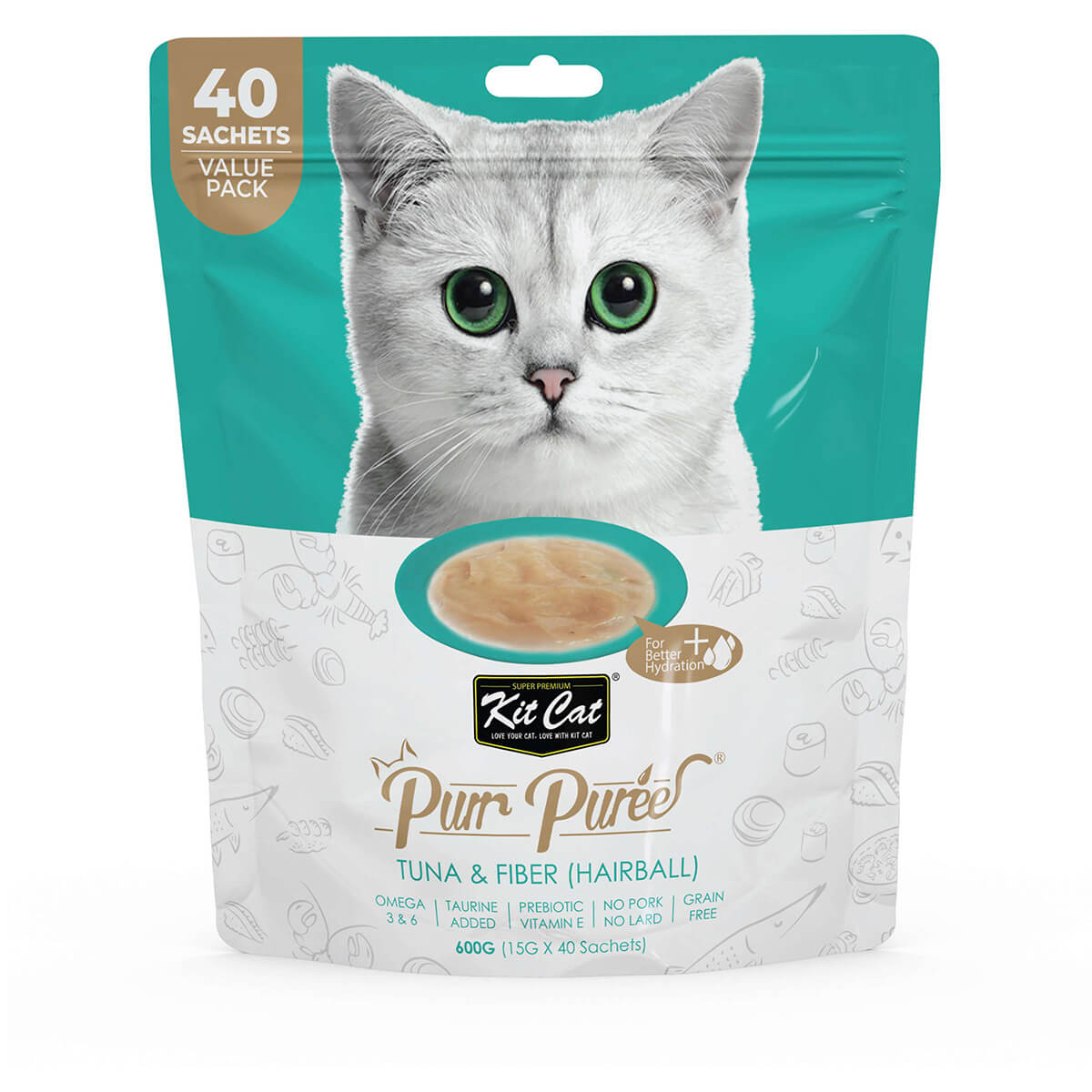 Purr Puree Tuna & Fibre Hairball Sachets Cat Treats - PetPost Australia