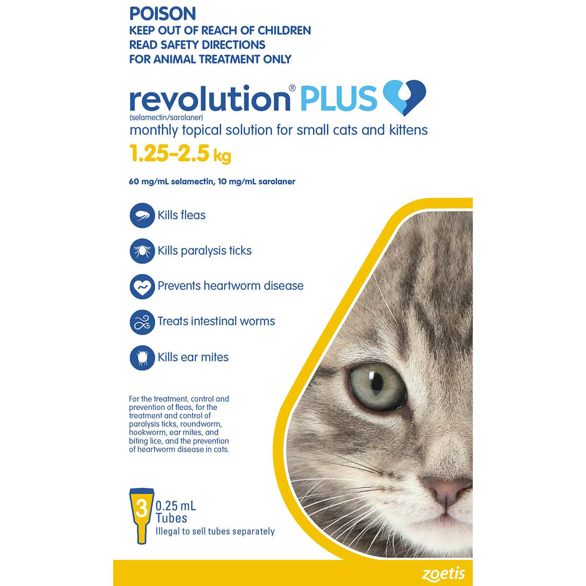 Revolution Plus Flea & Tick Treatment 1.25-2.5kg Kitten & Cat - PetPost Australia