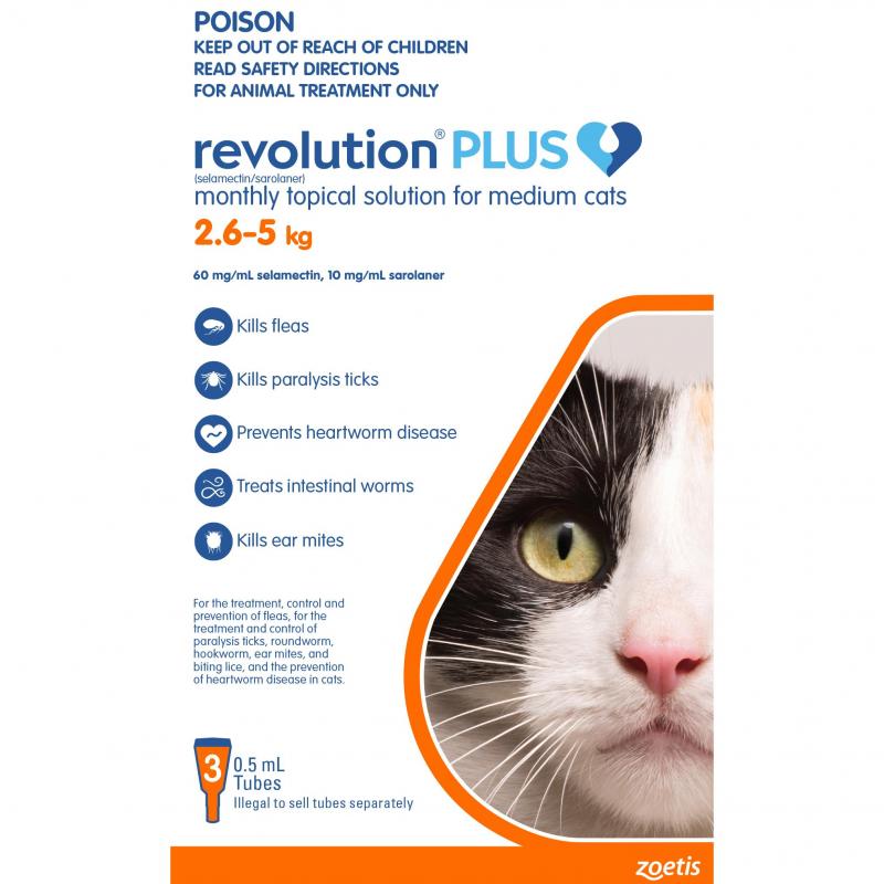 Revolution Plus Flea & Tick Treatment 2.5-5kg Cat - PetPost Australia