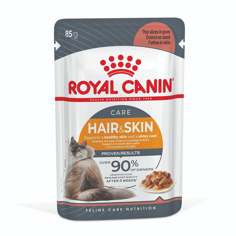 Royal Canin Hair & Skin Gravy Adult Wet Cat Food 85g - PetPost Australia