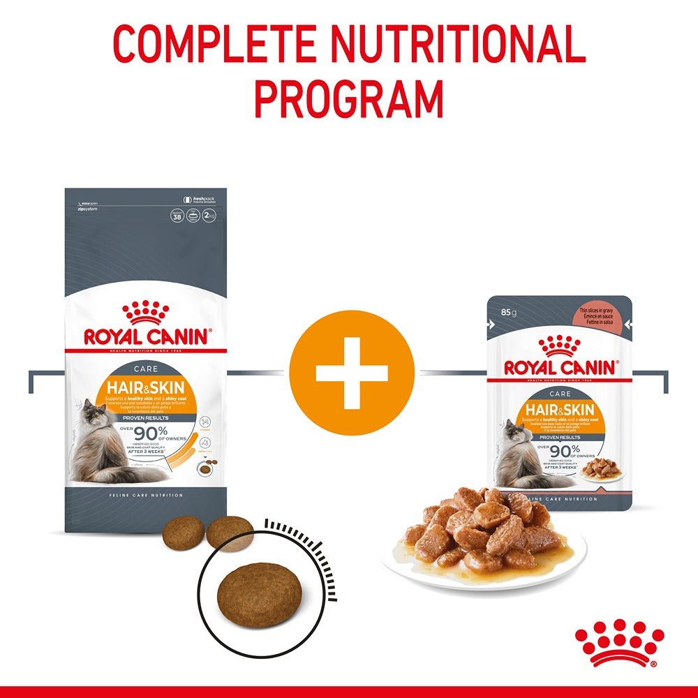 Royal Canin Hair & Skin Gravy Adult Wet Cat Food 85g - PetPost Australia