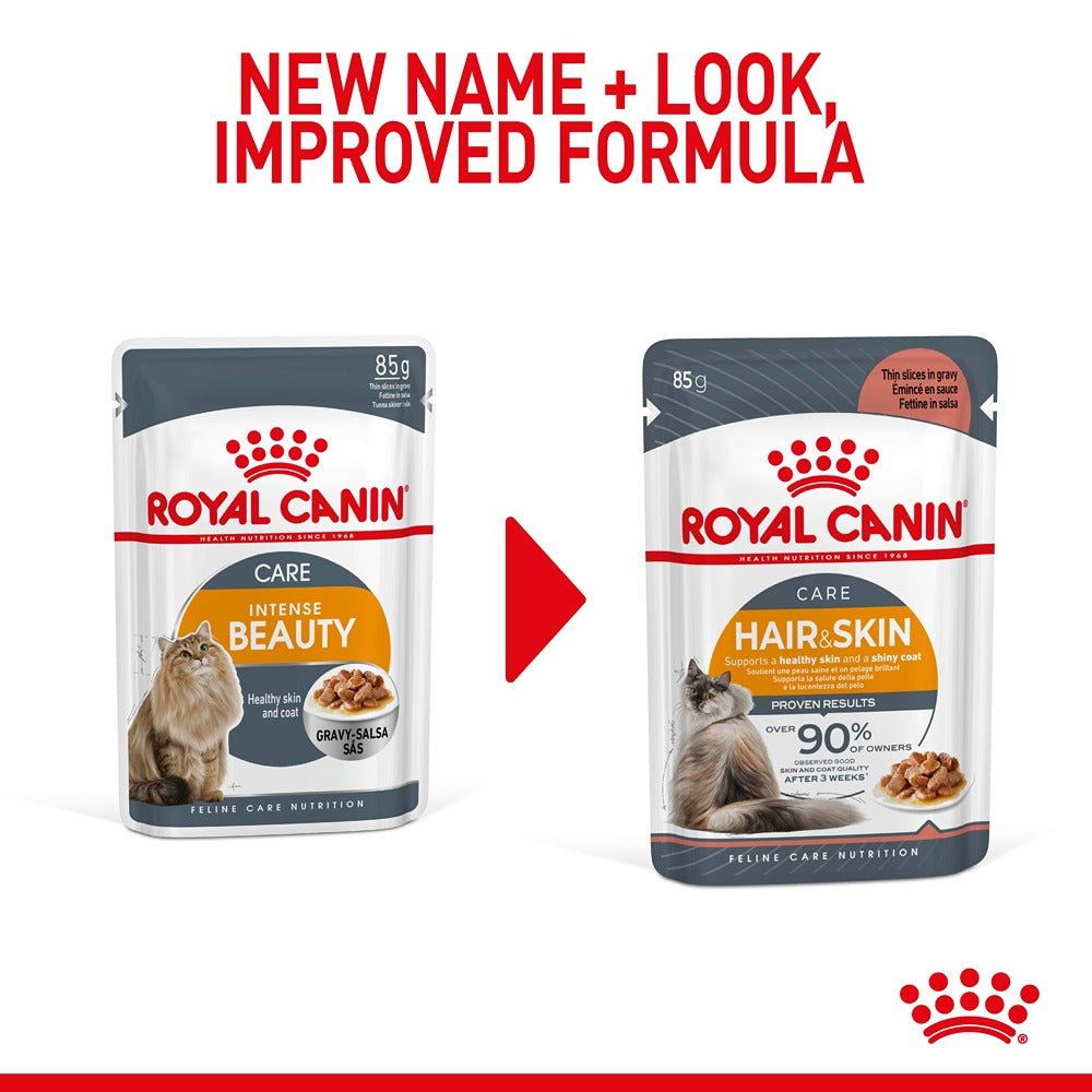 Royal Canin Hair & Skin Gravy Adult Wet Cat Food 85g - PetPost Australia