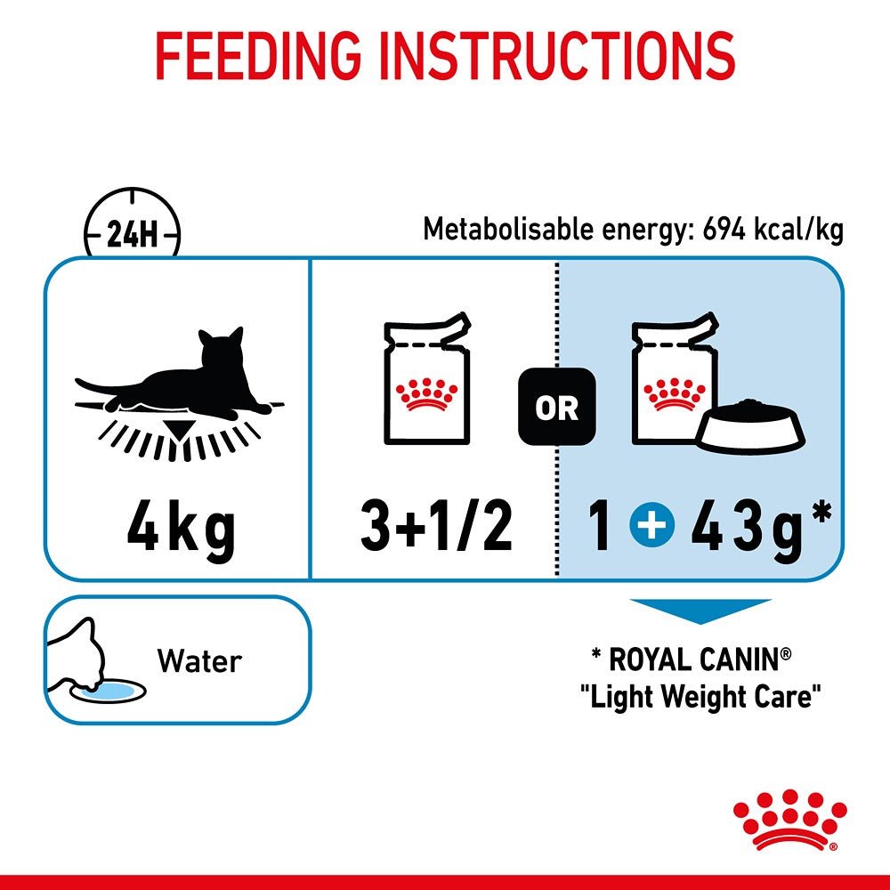 Royal Canin Light Weight Care Gravy Adult Wet Cat Food 85g - PetPost Australia