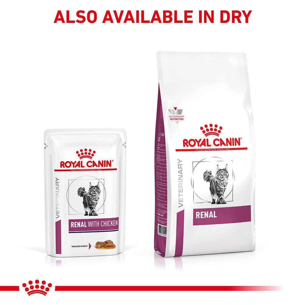 ROYAL CANIN VETERINARY DIET Renal Chicken Adult Wet Cat Food Pouches - PetPost Australia