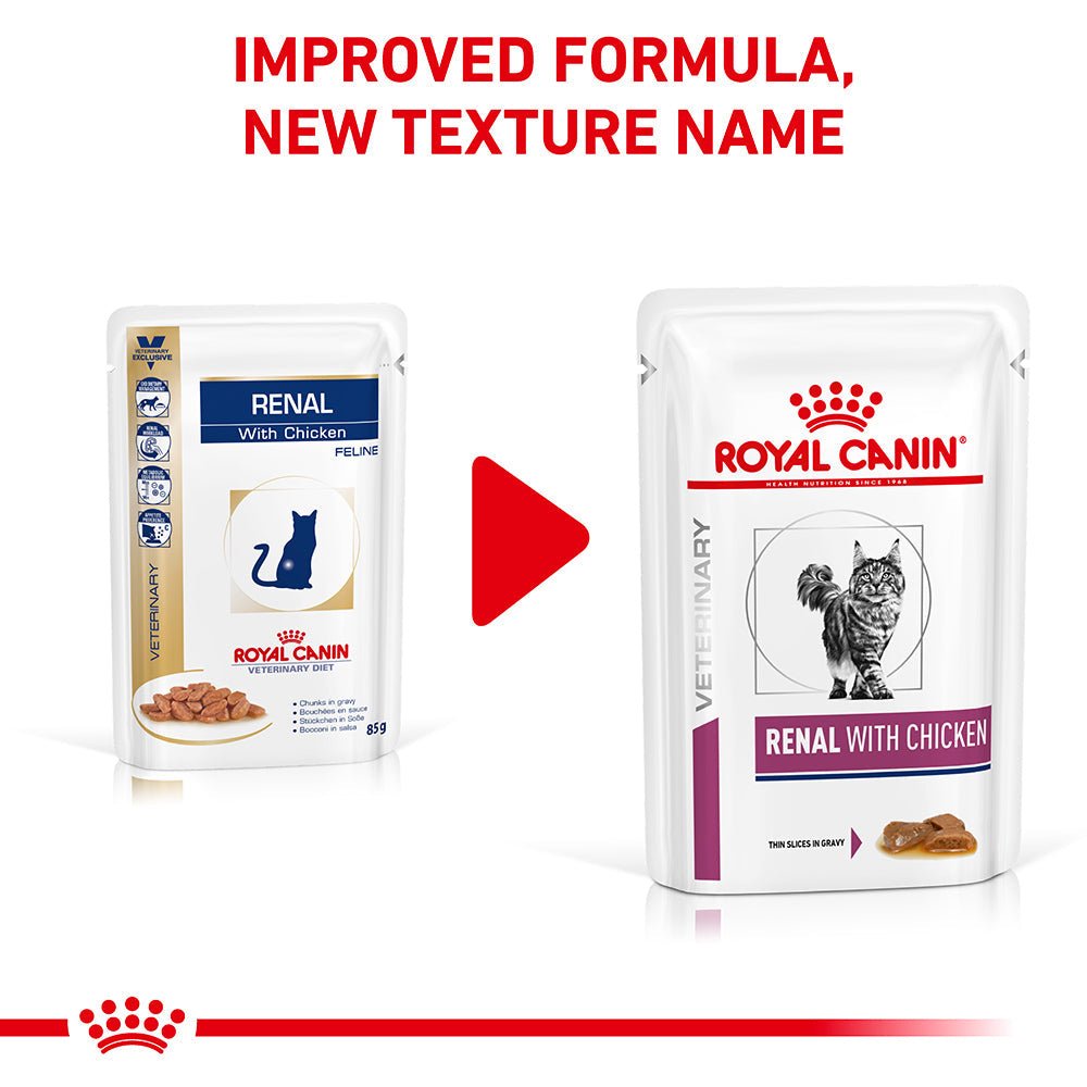 ROYAL CANIN VETERINARY DIET Renal Chicken Adult Wet Cat Food Pouches - PetPost Australia