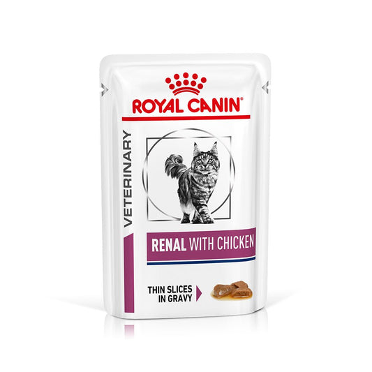 ROYAL CANIN VETERINARY DIET Renal Chicken Adult Wet Cat Food Pouches - PetPost Australia