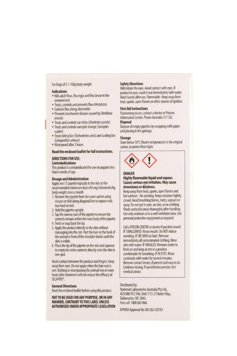 Selapro Flea & Worming Spot On Treatment 5.1-10kg Dog - PetPost Australia