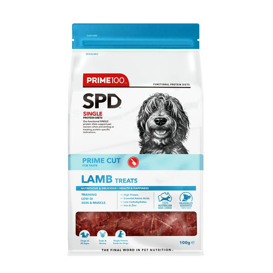SPD Prime Cut Lamb Dog Treats 100g - PetPost Australia