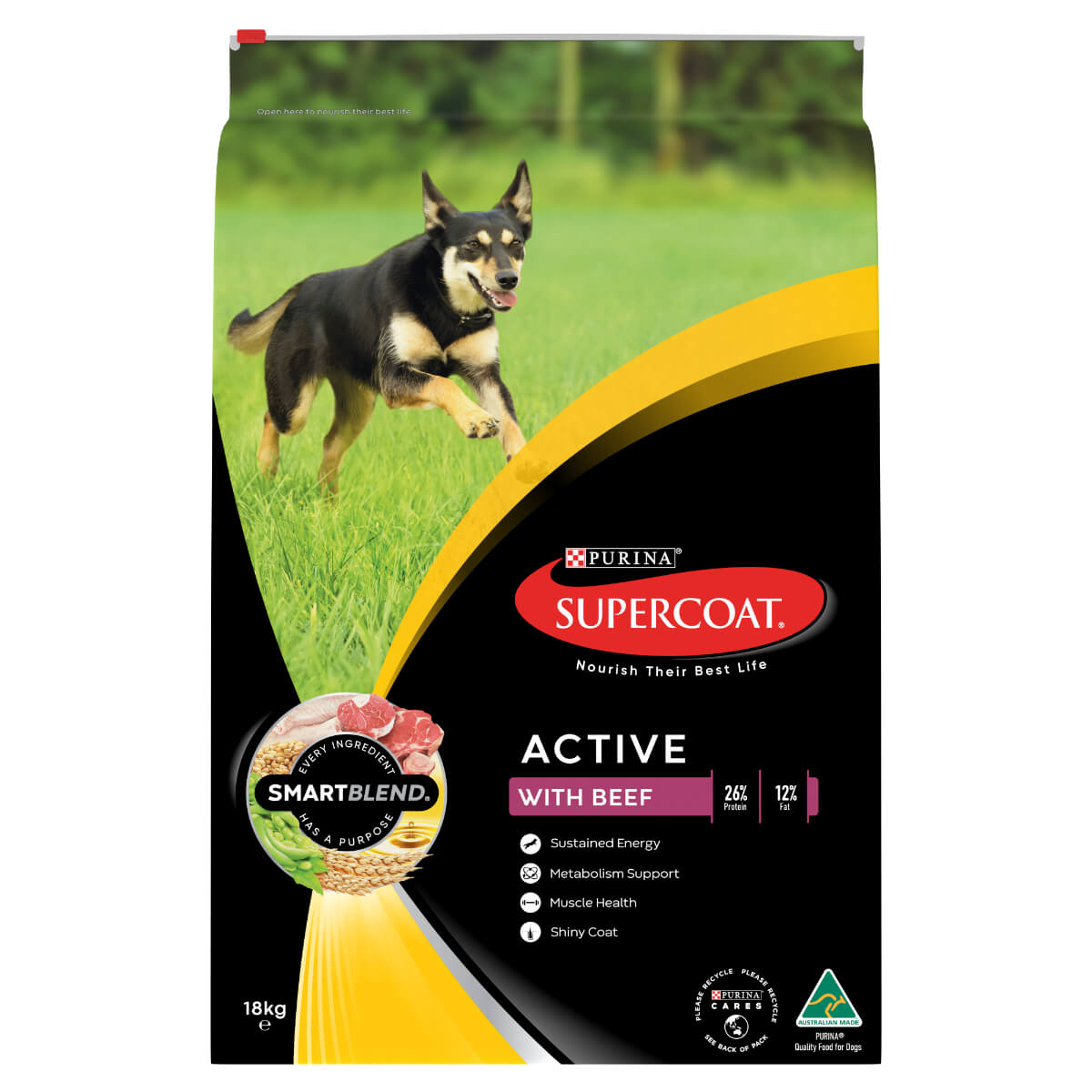 Supercoat Active Adult Beef Dry Dog Food 18kg - PetPost Australia