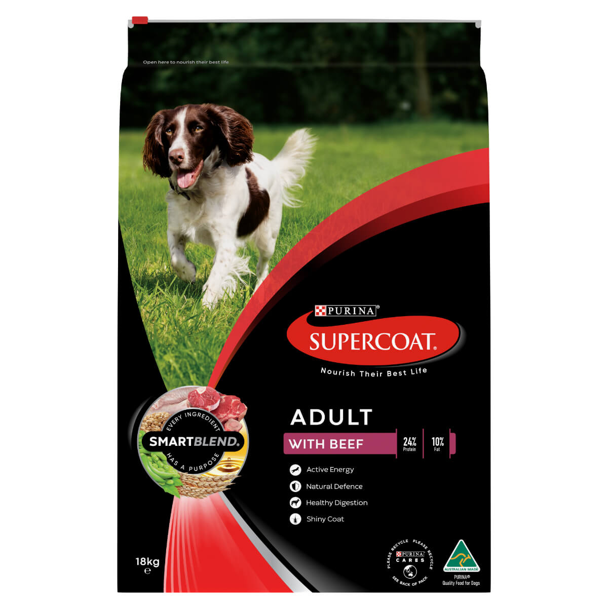Supercoat Adult Beef Dry Dog Food 18kg - PetPost Australia