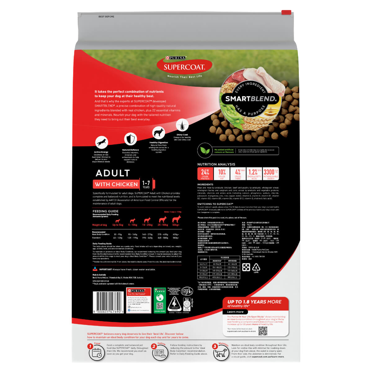 Supercoat Adult Chicken Dry Dog Food 18kg - PetPost Australia
