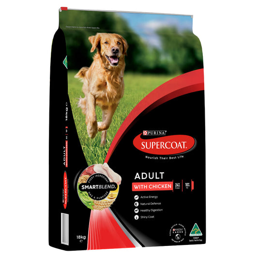 Supercoat Adult Chicken Dry Dog Food 18kg - PetPost Australia