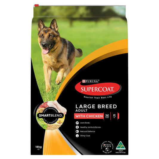Supercoat Large Breed Adult Chicken Dry Dog Food 18kg - PetPost Australia