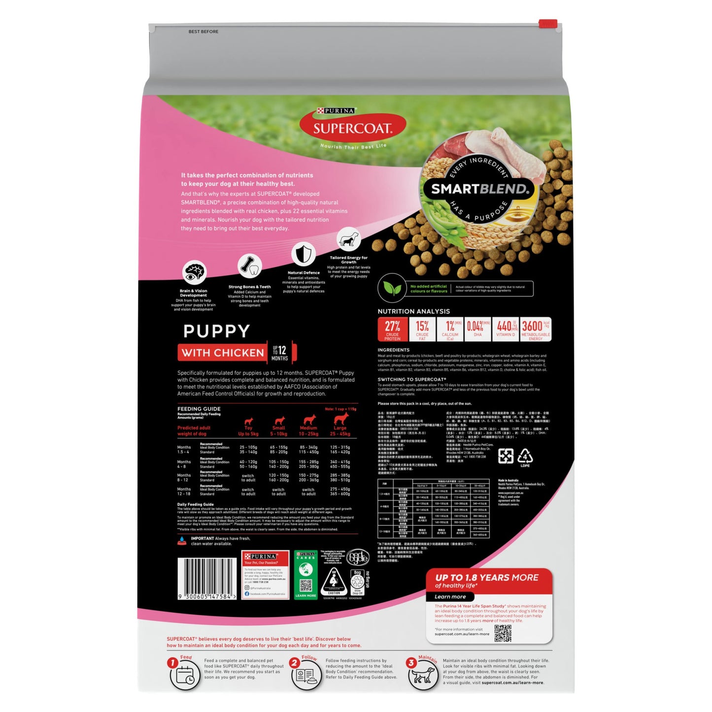 Supercoat Puppy Chicken Dry Dog Food 18kg - PetPost Australia