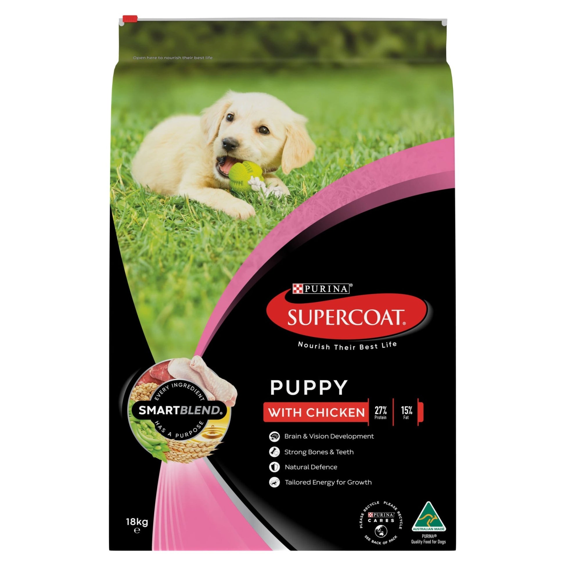 Supercoat Puppy Chicken Dry Dog Food 18kg - PetPost Australia