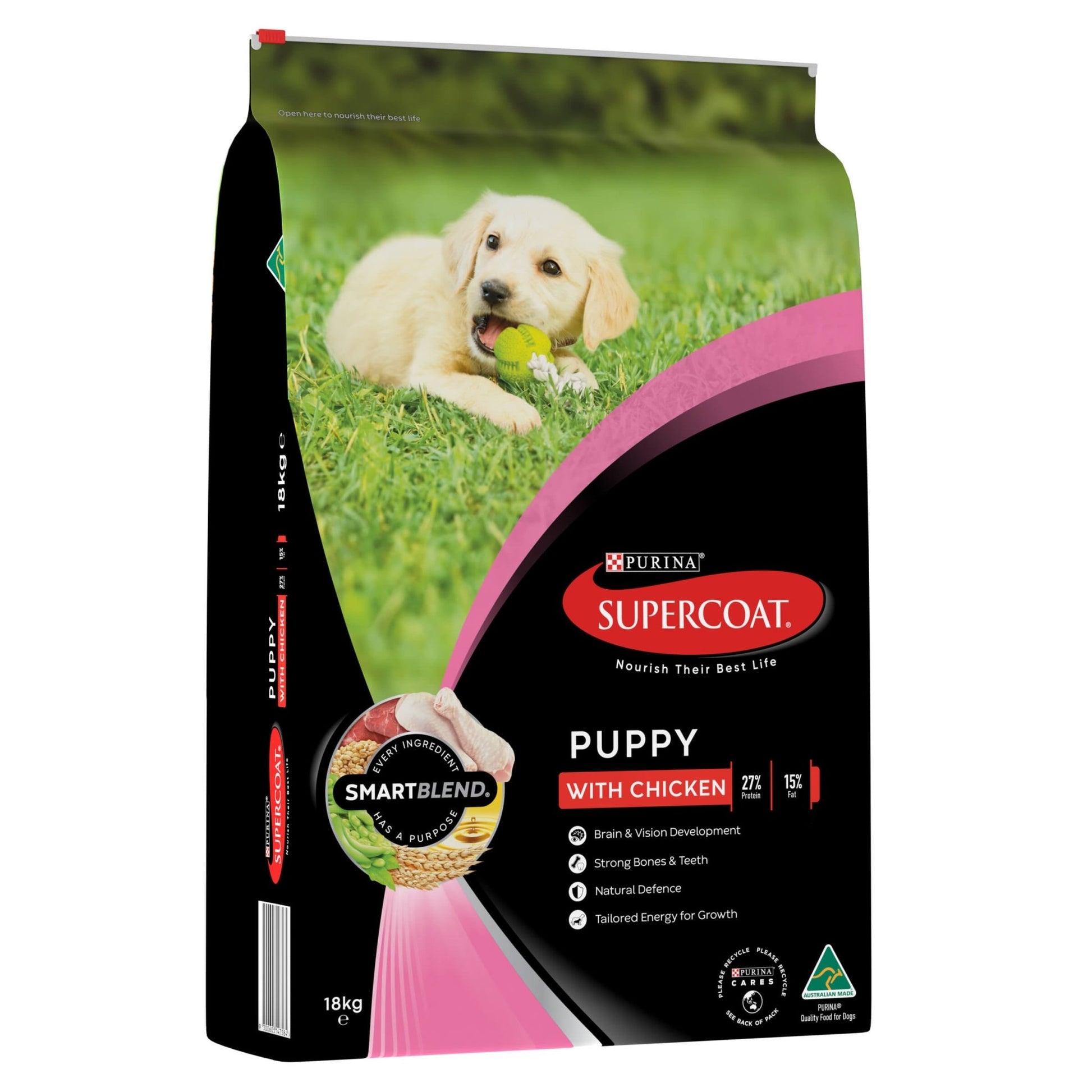 Supercoat Puppy Chicken Dry Dog Food 18kg - PetPost Australia