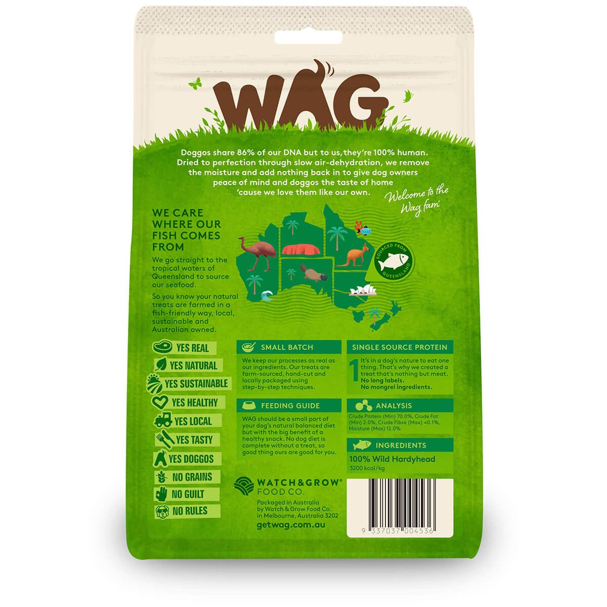 WAG Forage Fish Dog Treats 200g - PetPost Australia
