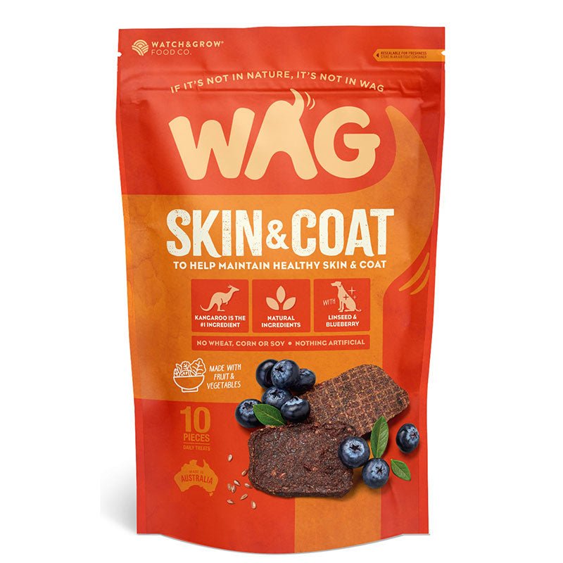 WAG Kangaroo Jerky Skin & Coat 10pc - PetPost Australia