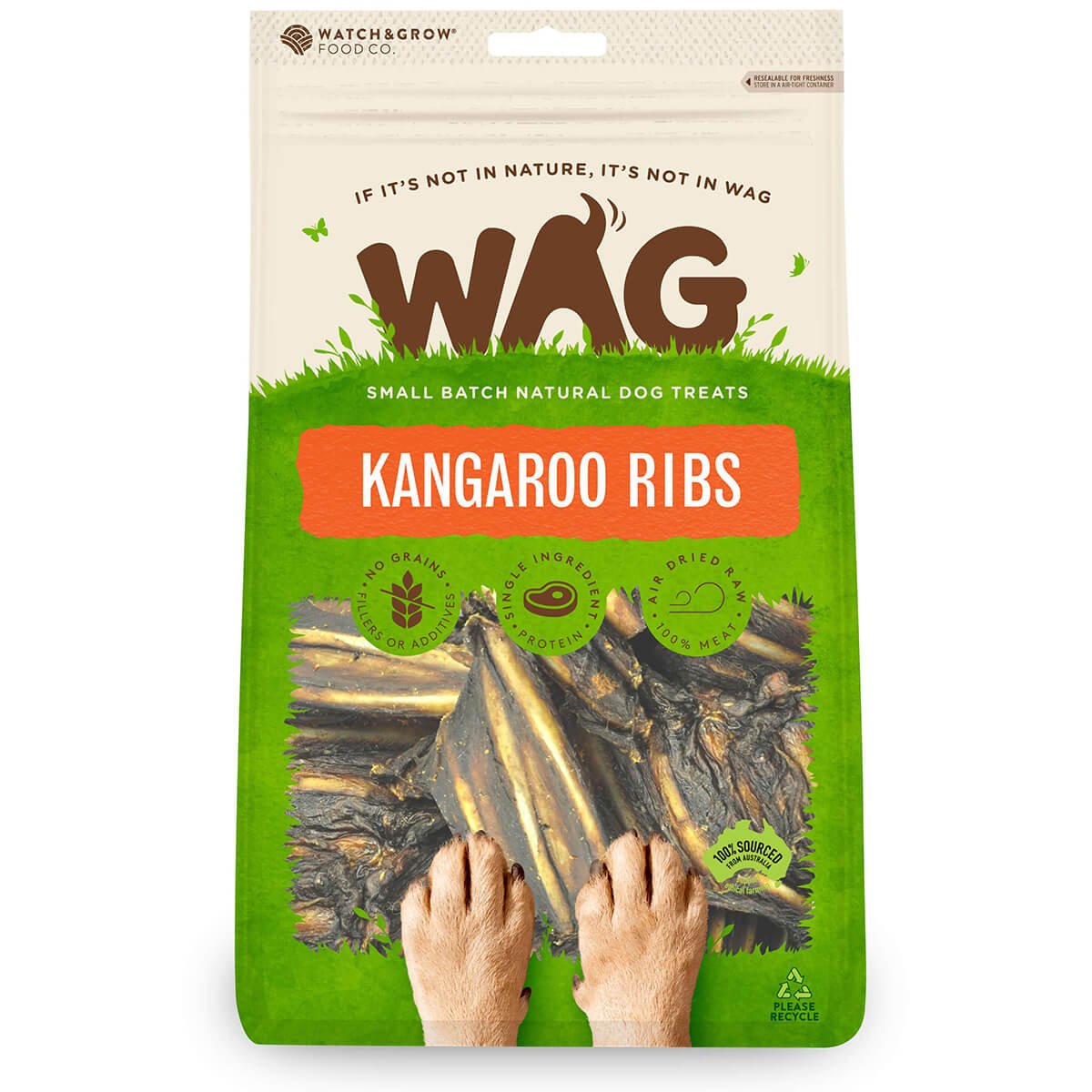 WAG Kangaroo Ribs Dog Treats - PetPost Australia