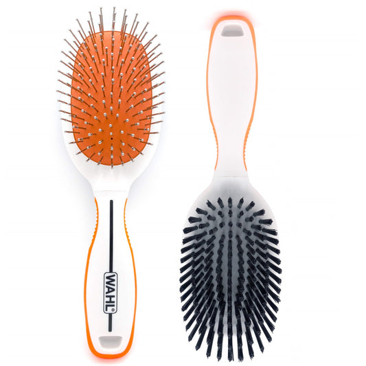 Wahl Orange/White Large Double Sided Pin/Bristle Brush - PetPost Australia